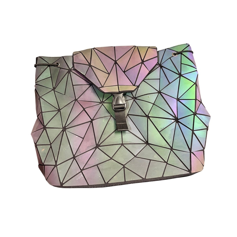 Geometric Luminous Holographic Backpack Iridescent Reflective Triangle Bag